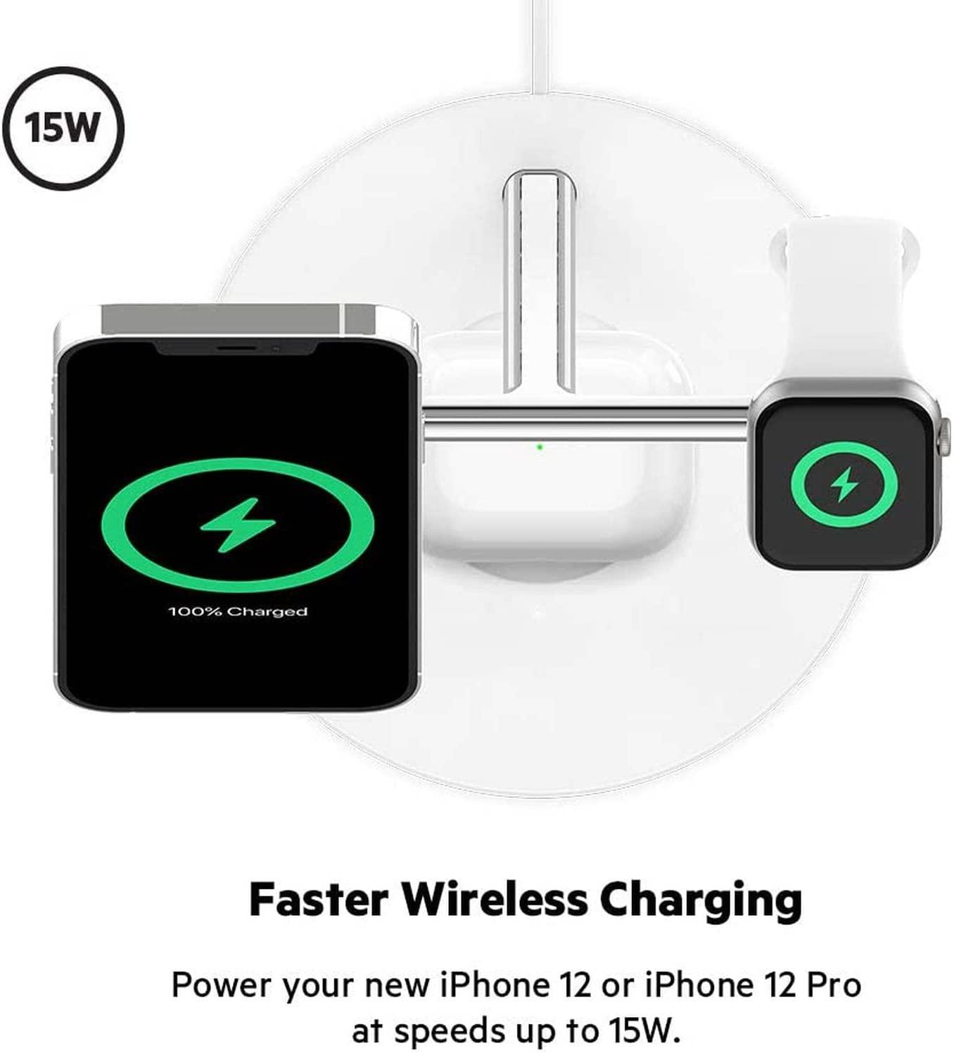 Belkin 3-In-1 Wireless Charging Station - Fast Wireless Charging For Apple  Iphone 14, Iphone 13 & Iphone 12 Series & Apple Watch (All Series) - With