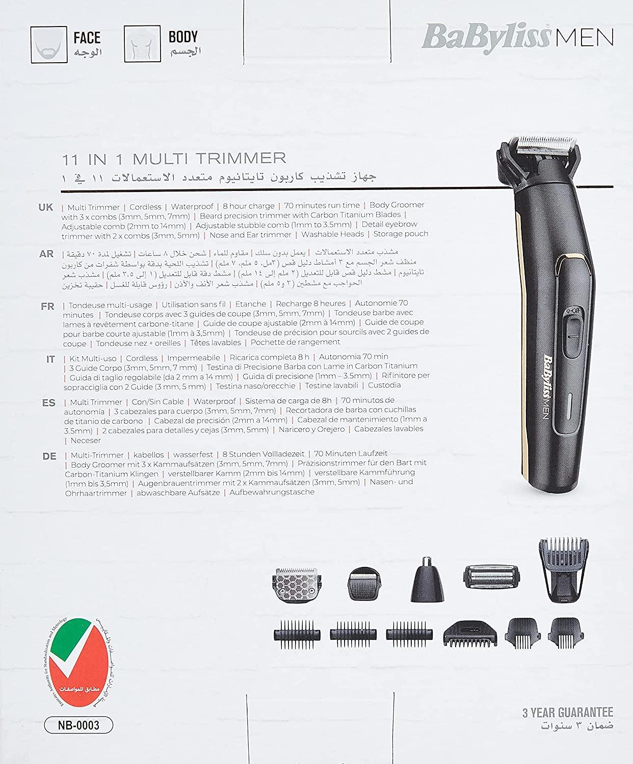 Buy Babyliss 11 In 1 Waterproof Carbon Titanium Multi Trimmer Kit -  MT860SDE Online in UAE | Emax