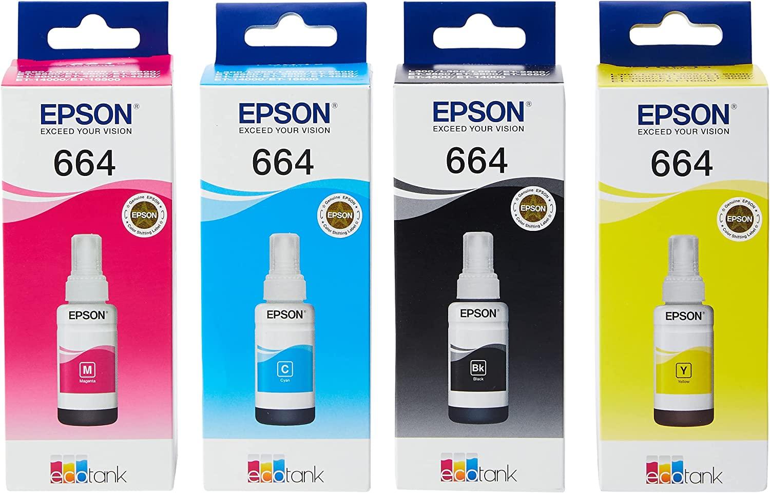 Epson EcoTank 664 Genuine Multipack Ink Bottles 