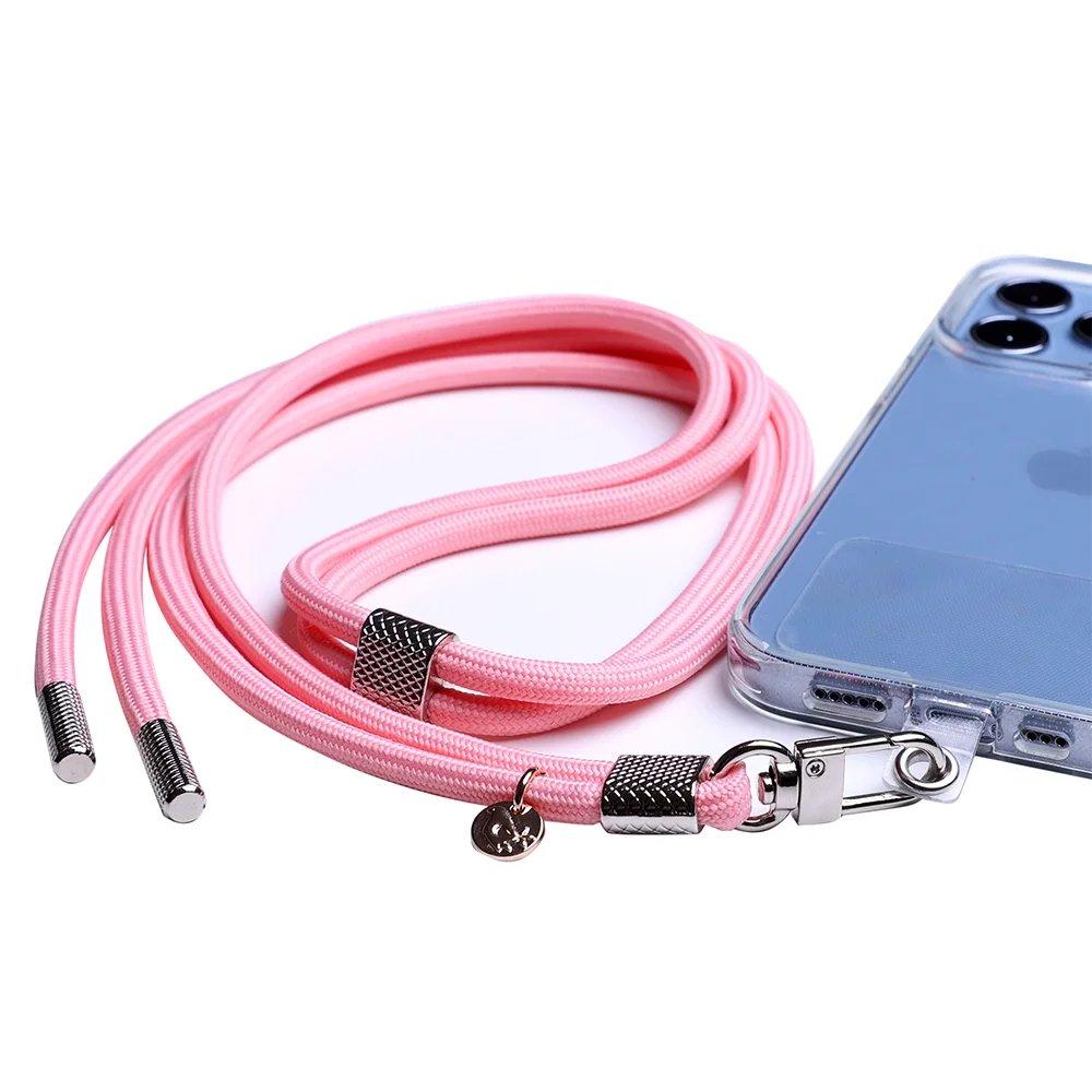 QUIX - Mobile Smart Strap Pink Lanyard With Silver Metal Strap Lock