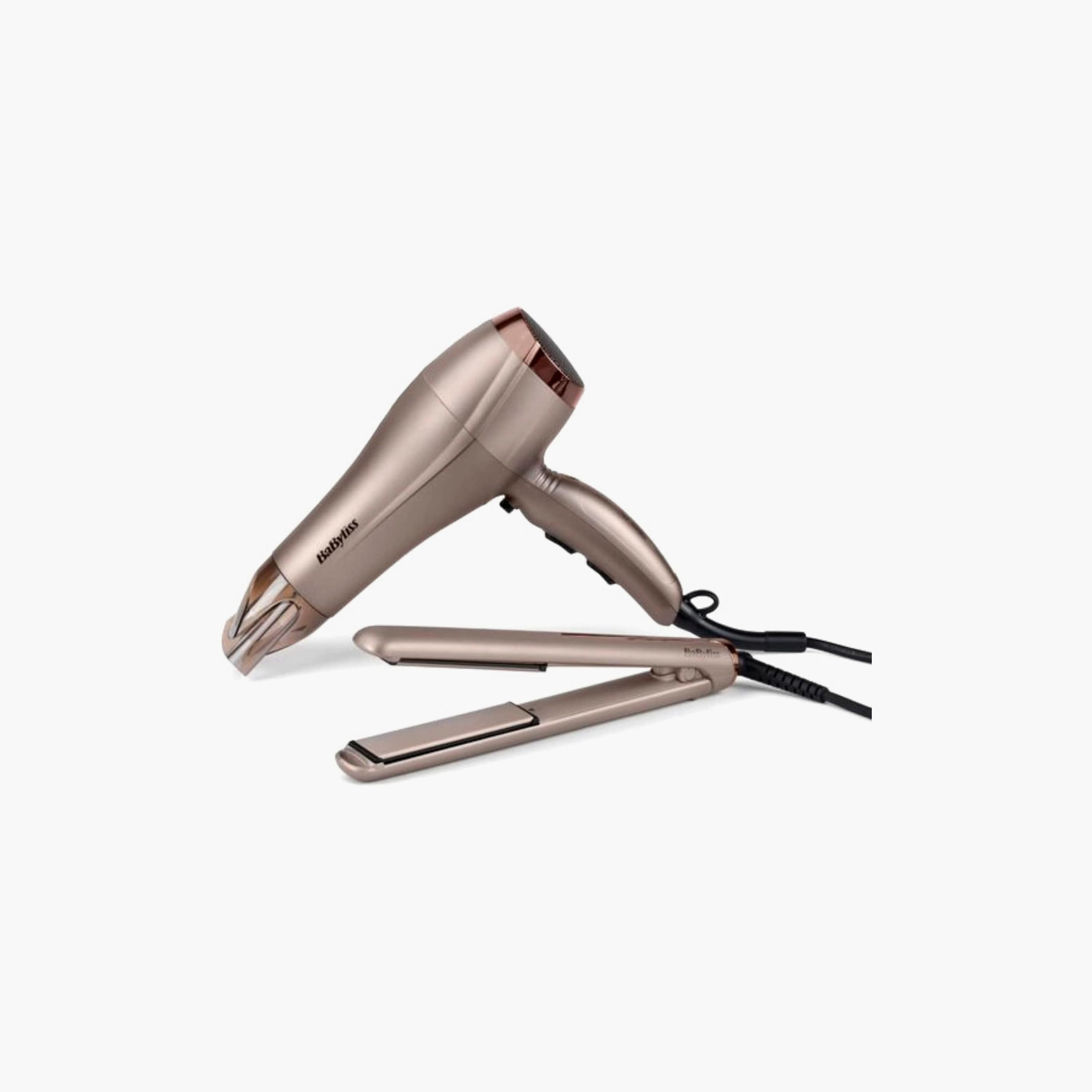 Buy BaByliss Bundle Hair Straightener Smooth Pro Up to 235 C 2300W Powerful Hair Dryer with cool shot Slim concentrator nozzle Set Beige color 5514PSDE 1100.0 grams 1.0 count Online in UAE Emax