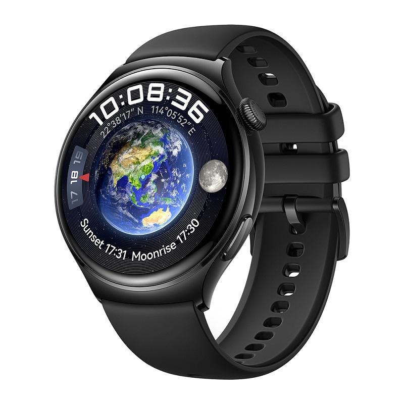 HUAWEI WATCH 4 LTE Black Stainless Steel Case Fluoroelastomer Strap