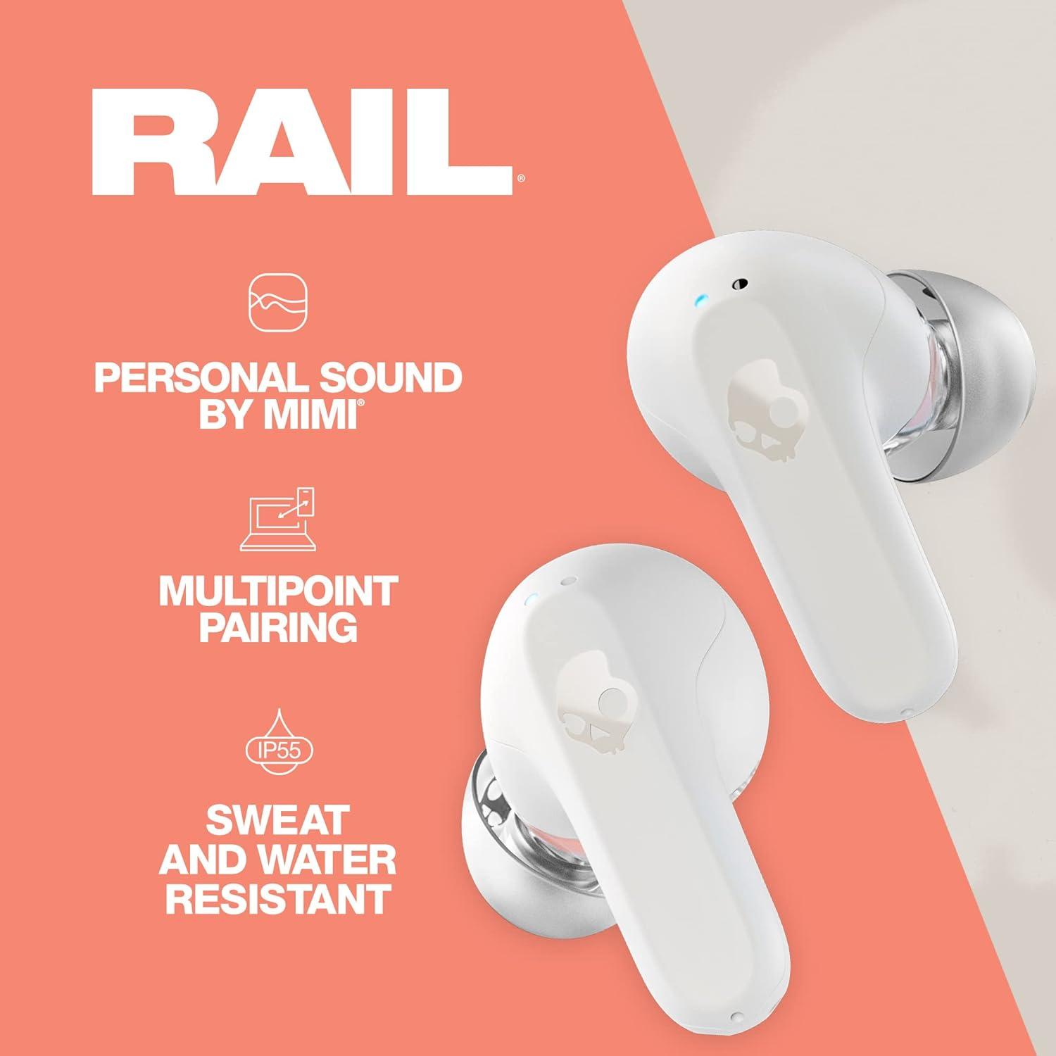 Skullcandy Rail Wireless Earbuds with Skull iQ App Integration and