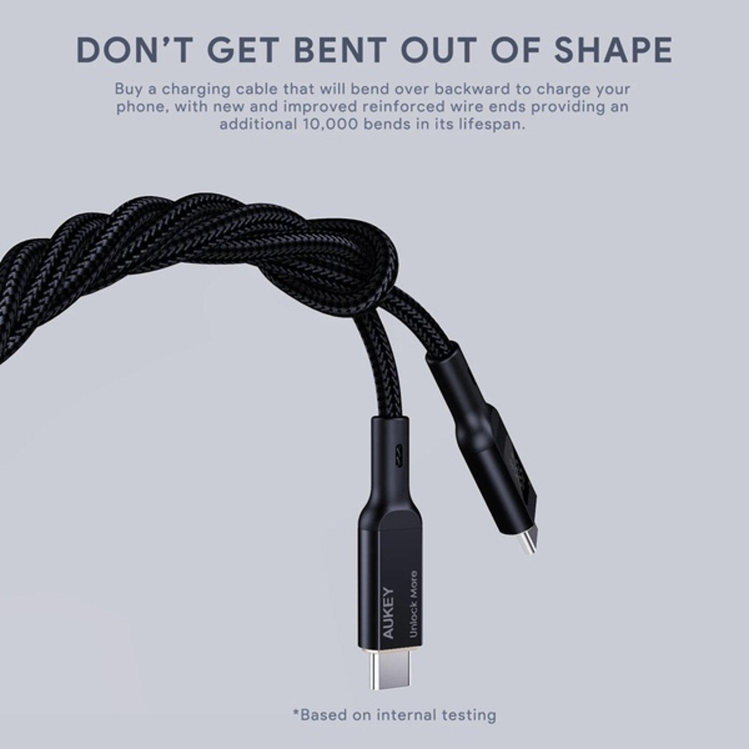 Aukey Nylon Braided USB-C To USB-C Cable Black