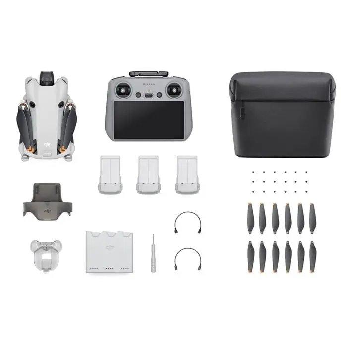  DJI Mini 4 Pro Folding Drone with RC 2 Remote (With Screen)  Fly More Combo, 4K HDR Video Camera for Adults, Under 249g, Omnidirectional  Sensing, 3 Batteries Bundle with Deco
